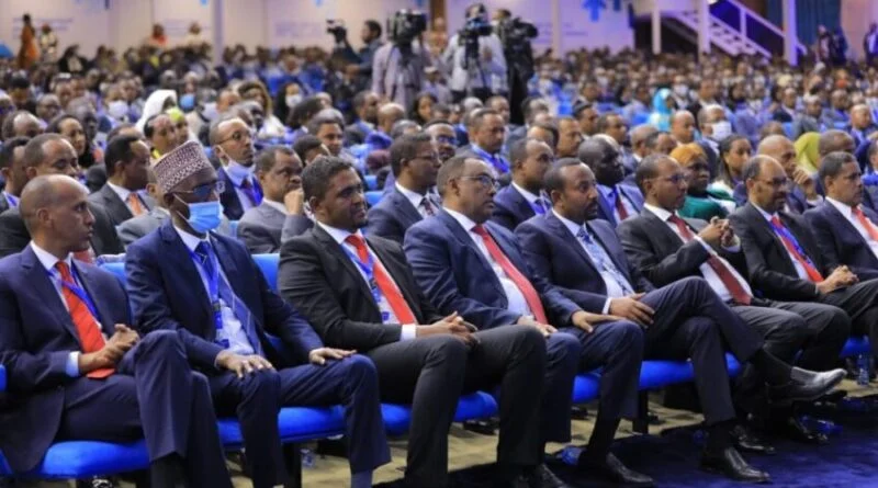 Prime Minister Abiy Ahmed of Ethiopia participates in a Prosperity Party meeting with senior party members